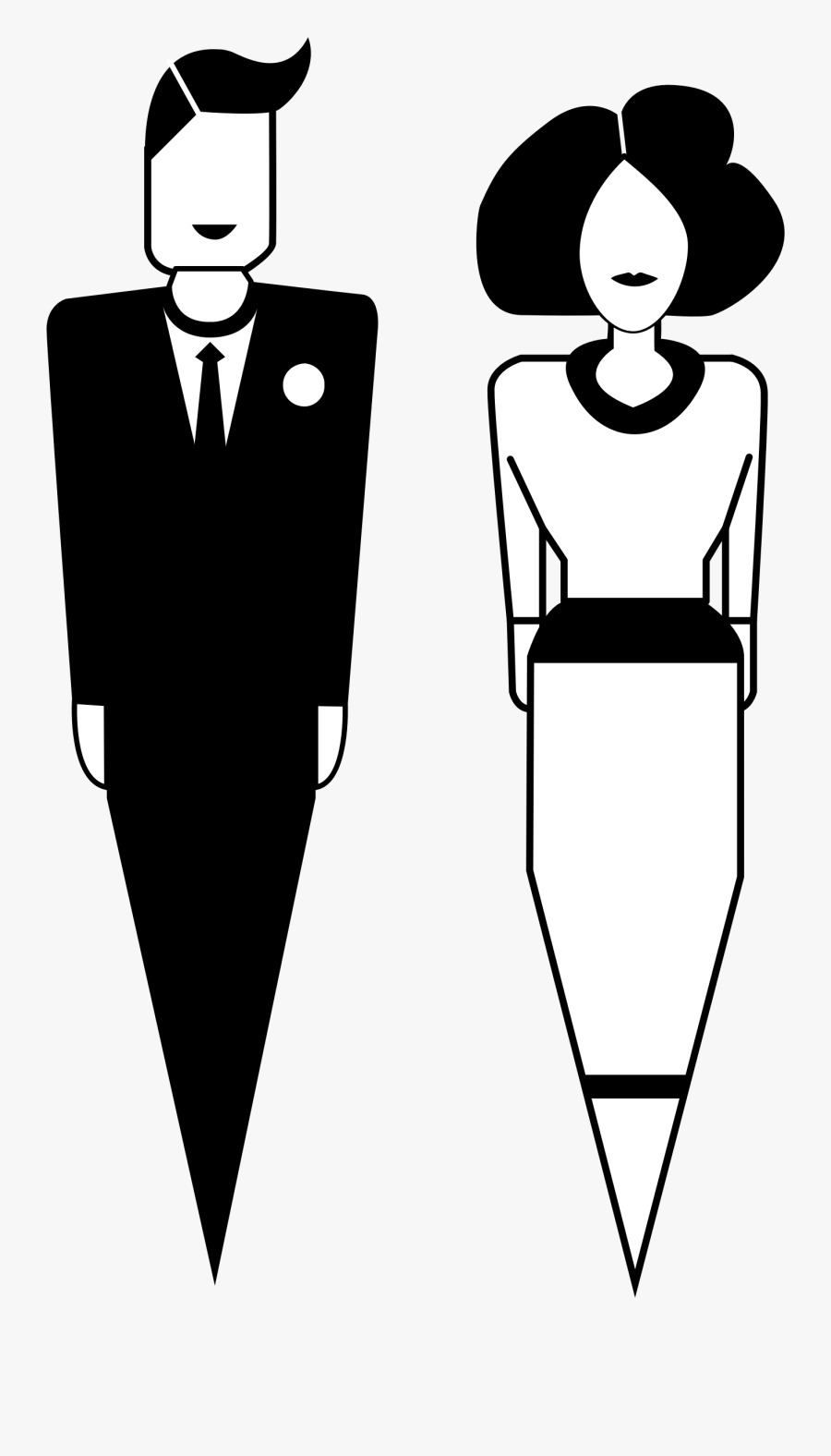 Standing,human Behavior,line - Man And Lady Line Drawing, Transparent Clipart