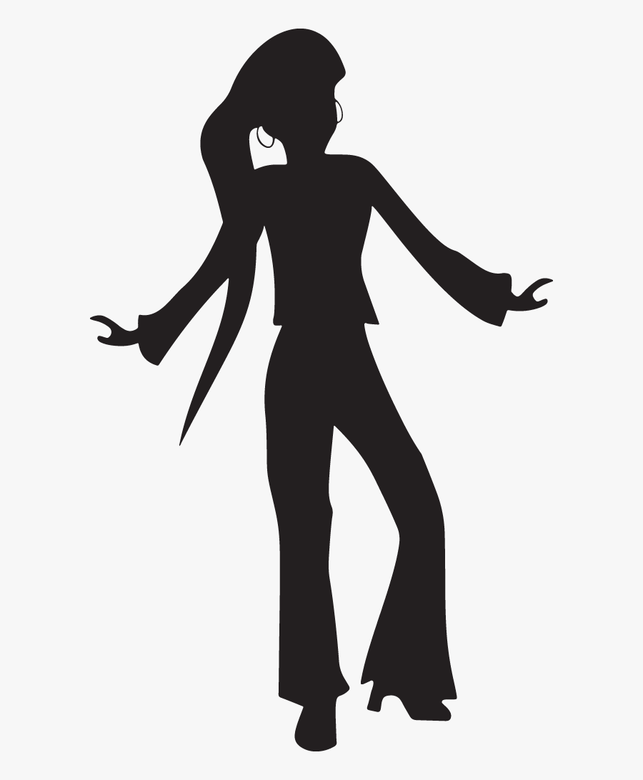 Silhouette Of 1970s Man And Woman Dancing - Disco Dancing Silhouette Png, Transparent Clipart