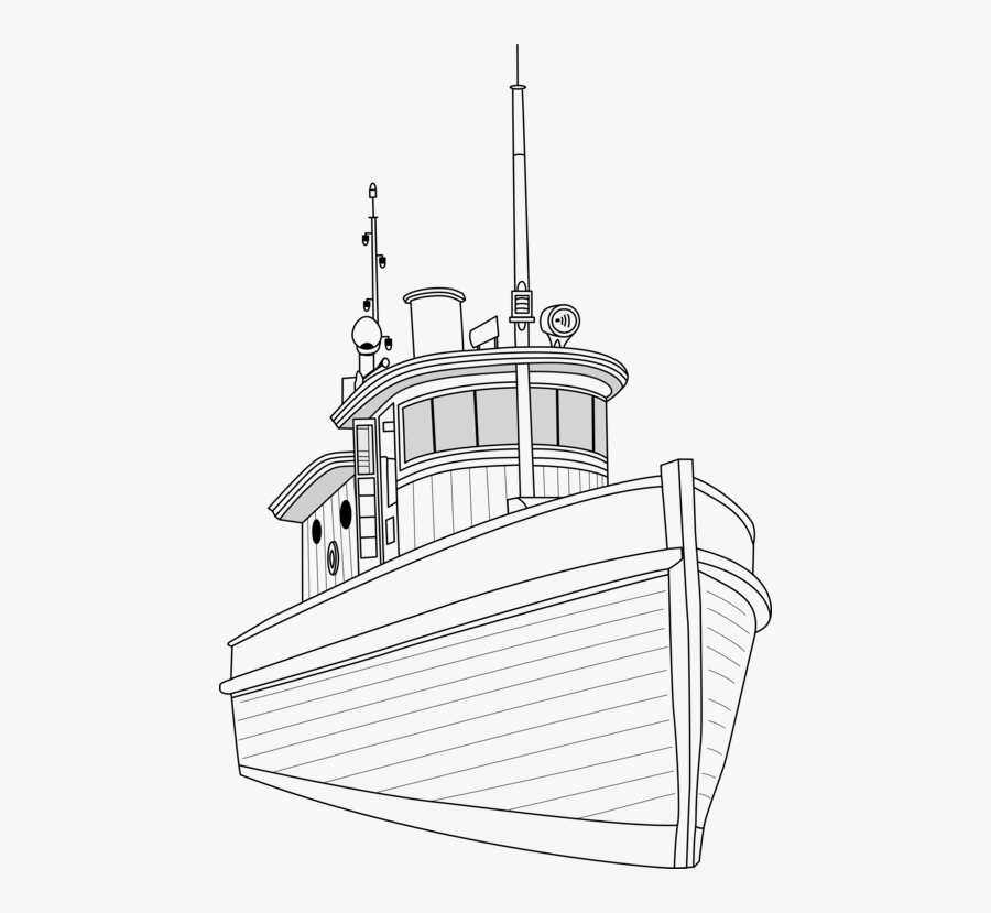 Line Art,steamboat,coloring Book - Tugboat Drawing, Transparent Clipart