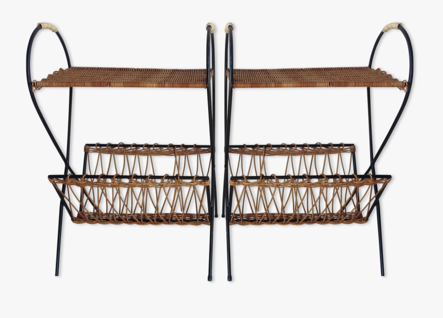 Pair Of Nightstands In Rattan And Metal Clipart , Png - Shelf, Transparent Clipart