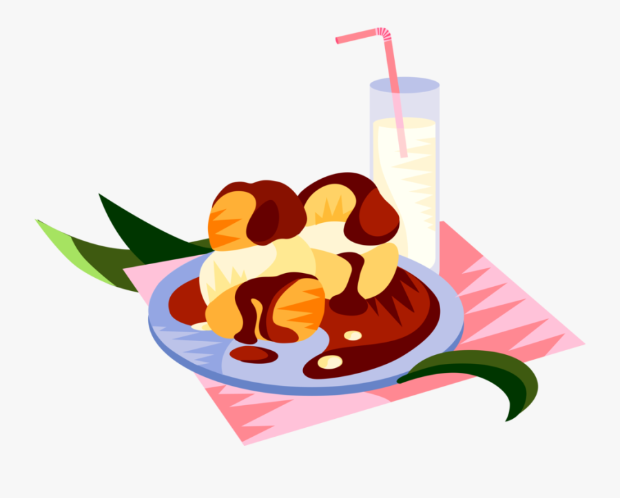 Vector Illustration Of European Cuisine French Pastry - Illustration, Transparent Clipart