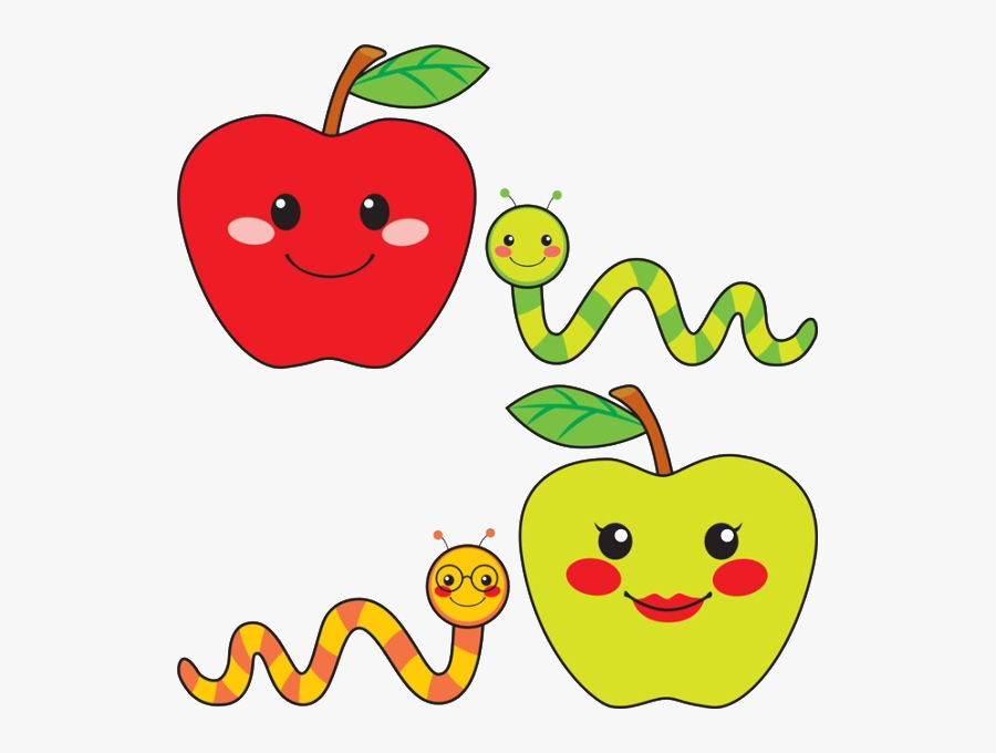 Caramel Apple Worm Drawing Illustration - Dibujo De Gusano De Manzana, Transparent Clipart