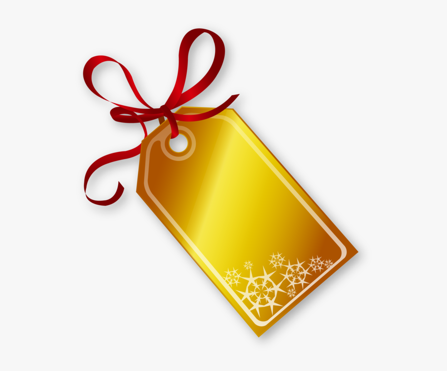 Transparent Red Tag Png - Christmas Tag With Ribbon, Transparent Clipart