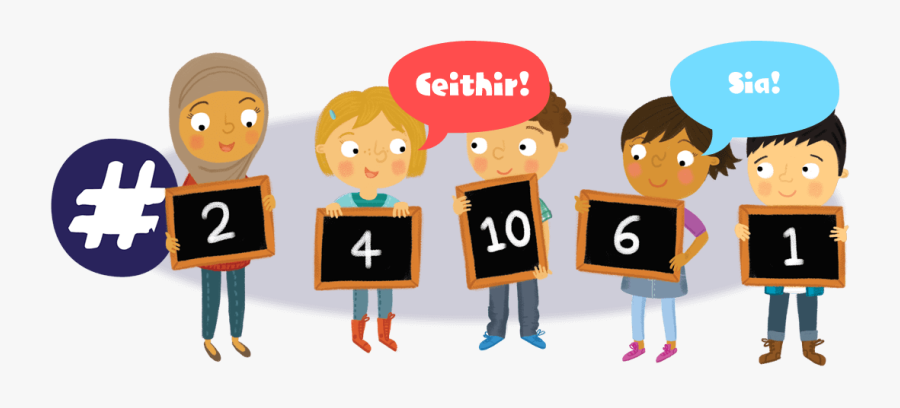Children Holding Numbers, Transparent Clipart
