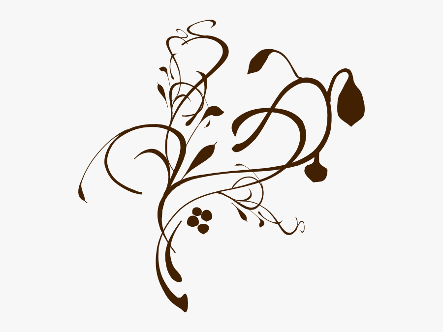 Curly Tree Clip Art At Clker - Flower Wedding Clipart Black And White, Transparent Clipart