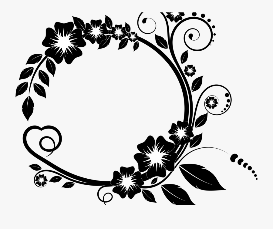 Flower Frame Clipart Black And White, Hd Png Download - Black And White Circle Border Design, Transparent Clipart