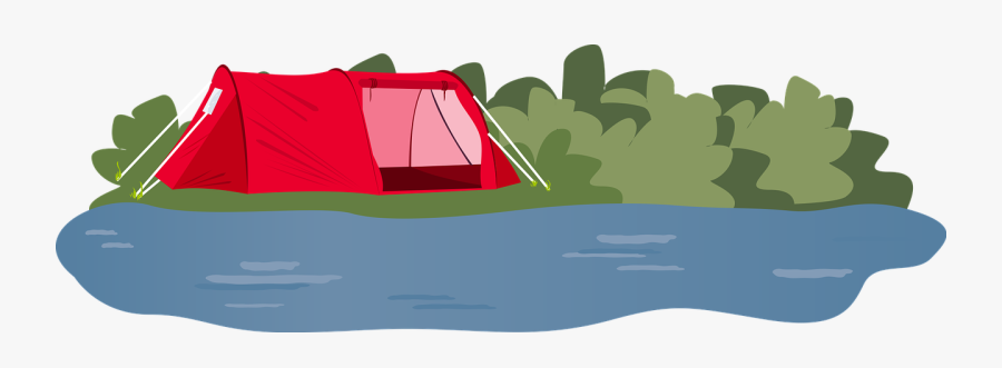 Tent, Camping, River, Bush, Grass, Dome - Camping River Clip Art, Transparent Clipart