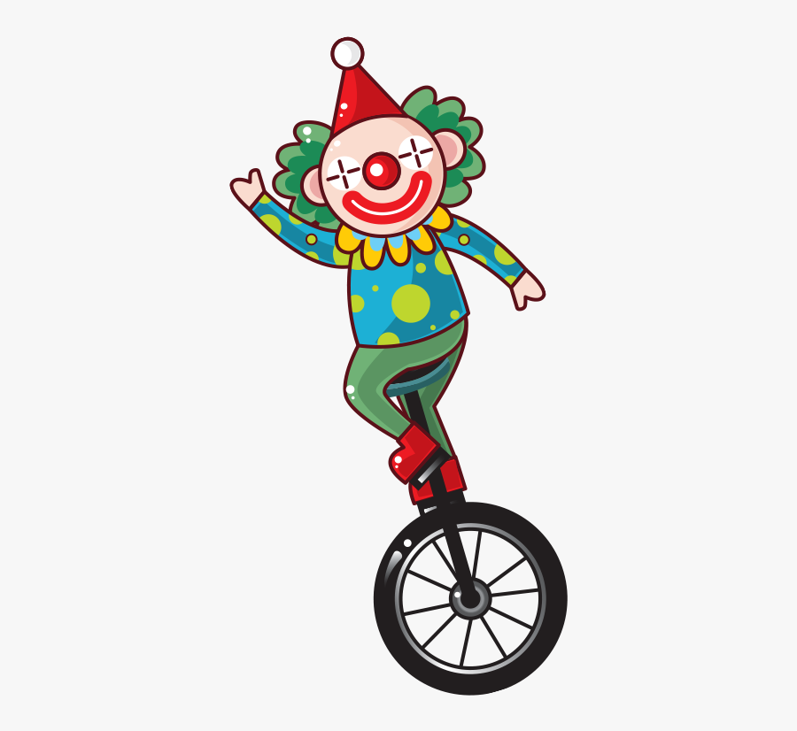 Clown Unicycle Clip Art - Cute Vector Cartoon Png, Transparent Clipart