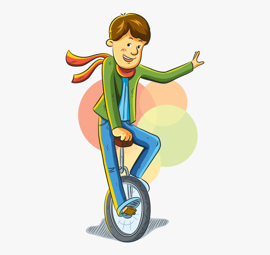 Unicycle Cartoon, Transparent Clipart