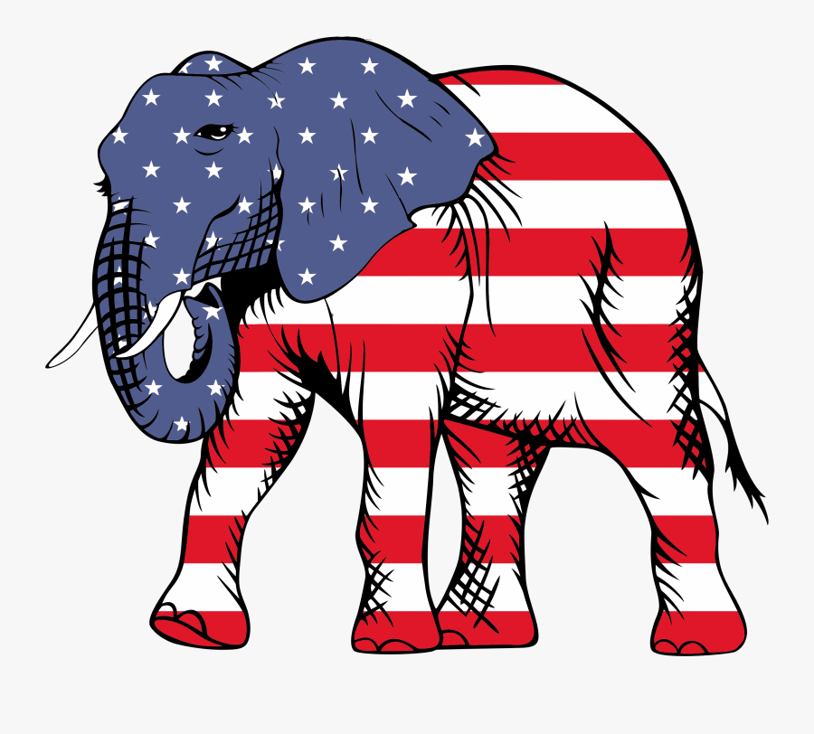 Amazing Patriotic Elephant Clipart Illustration - American Flag With Elephant, Transparent Clipart