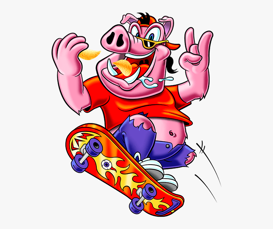 Hog On A Skate Board - Brayden The Prongles Hog, Transparent Clipart