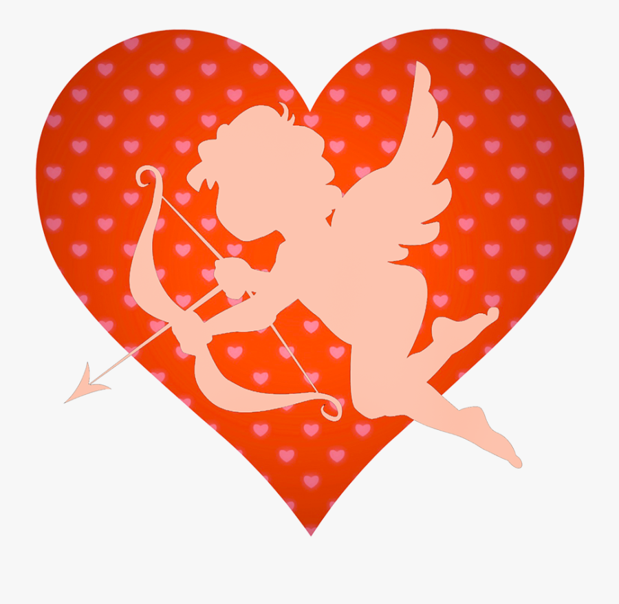 Cupid With Bow Arrow And Heart - Heart, Transparent Clipart