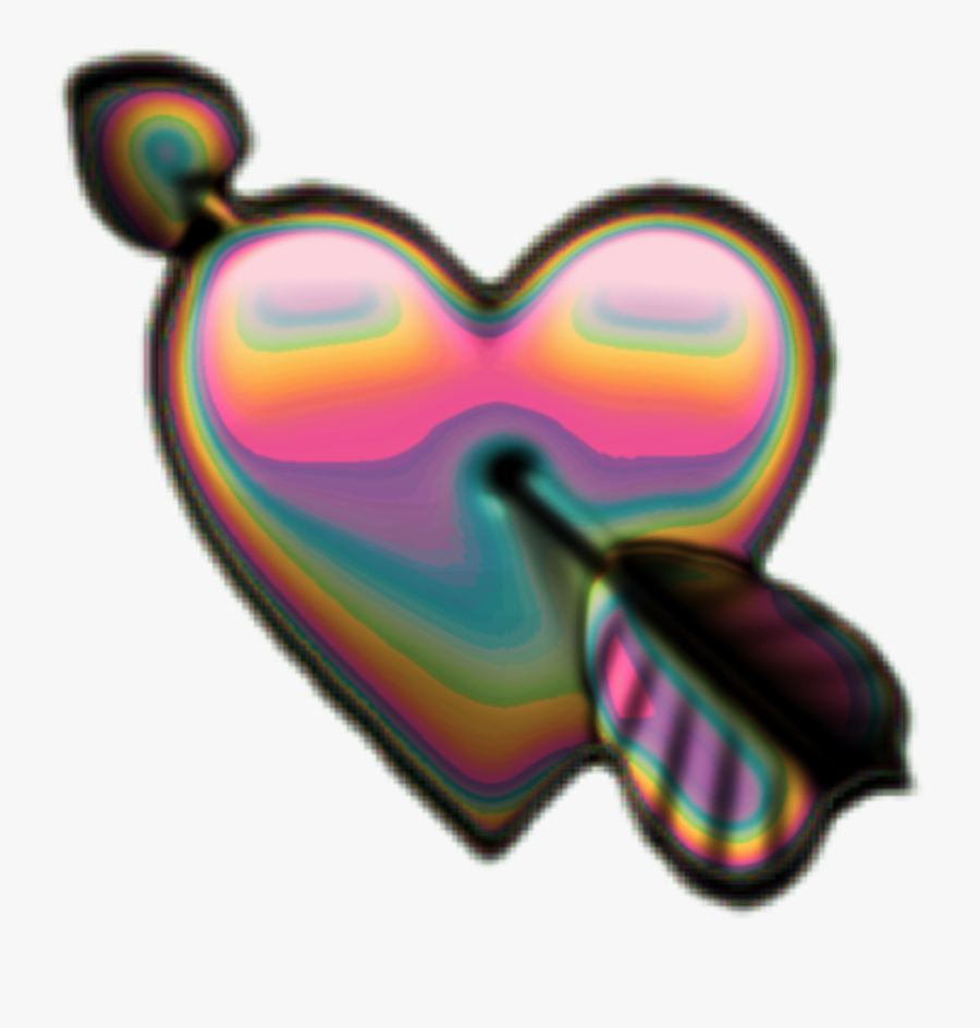 Holo Holographic Heart Hearts Arrow Emoji Iridescent - Heart Holographic, Transparent Clipart