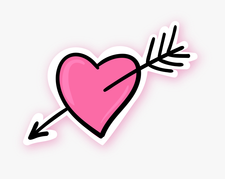 Arrow Through The Heart Pink Blue - Pink Heart With Arrow, Transparent Clipart