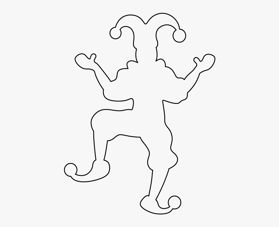 Cap And Bells Jester Pattern Hat Coloring Book - Jester Outline, Transparent Clipart
