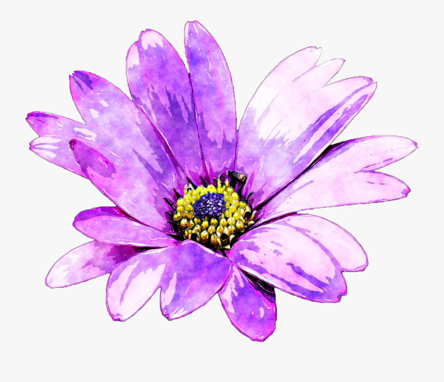 Clip Art Flower Watercolor Painting - Watercolour Flowers Png Purple, Transparent Clipart