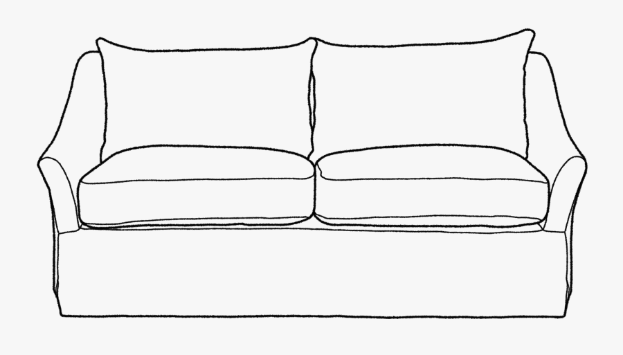 Long Island Sofa, Medium - Couch Clip Art Black And White, Transparent Clipart