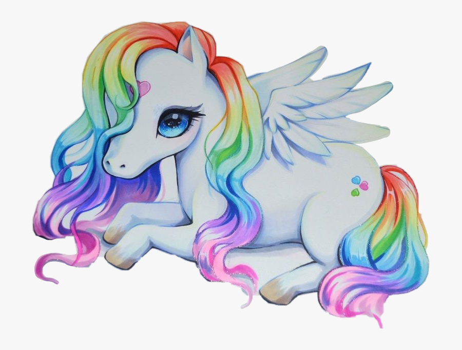 Transparent Rainbow Unicorn Clipart - Realistic Cute Unicorn Drawing, Transparent Clipart