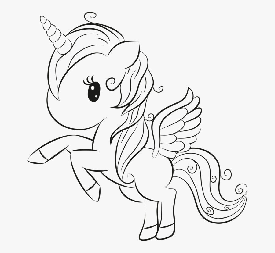 Unicorn Clipart Coloring - Cute Unicorn Coloring Pages, Transparent Clipart