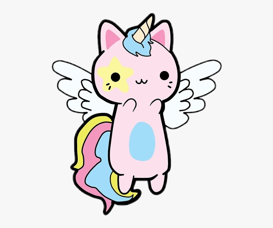 #kawaii #cute #cat #kitty #unicorn #angel Cat #adorable - Unicorn Kawaii Cat, Transparent Clipart