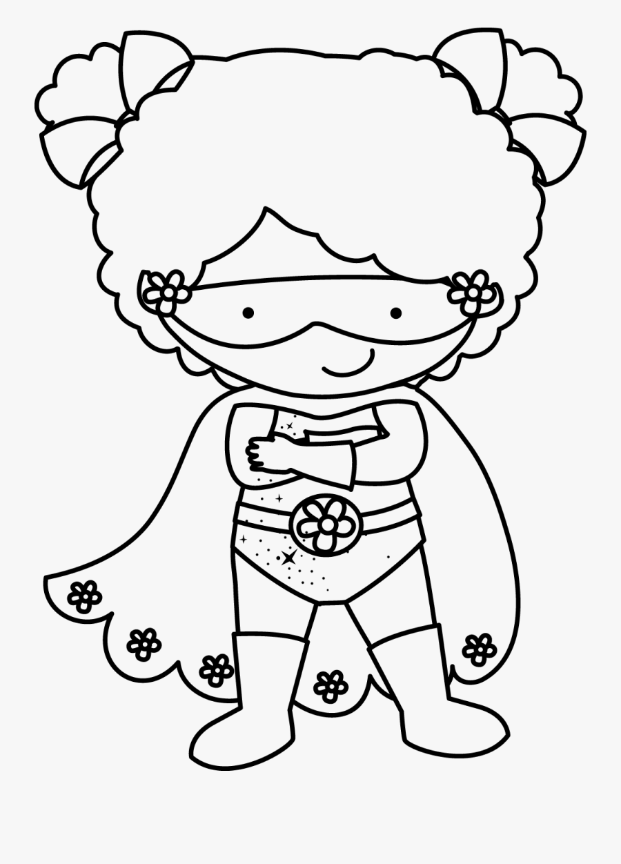 Super Girls Clip Art - Girl Super Hero Clip Art Black And White, Transparent Clipart