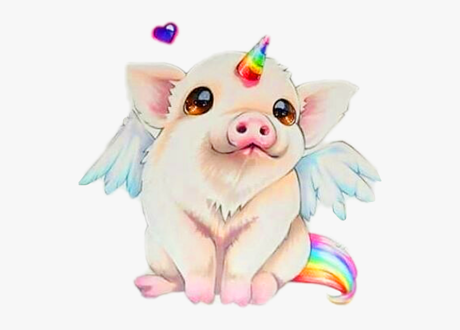 Clip Art Unicorn Pig Animal Fantacy - Cute Unicorn Pig Drawing, Transparent Clipart