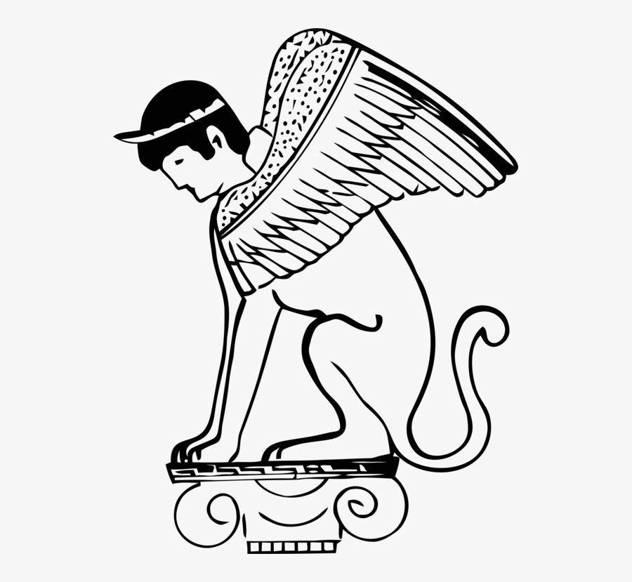 Transparent Sphinx Clipart - Sphinx Greek Mythology Drawing, Transparent Clipart