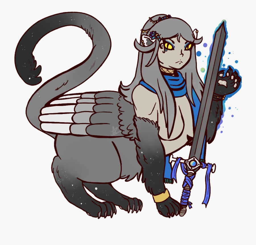 A Sphinx Girl Magus Who Uses Magic And Mage Hands To - Cartoon, Transparent Clipart