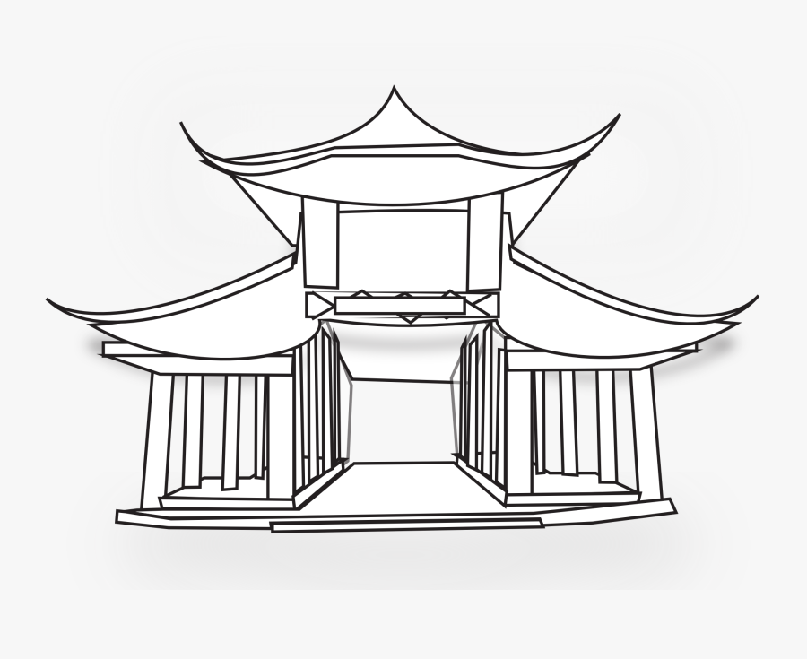 House Clipart Coloring Sheet - Chinese Temple Drawing Easy, Transparent Clipart