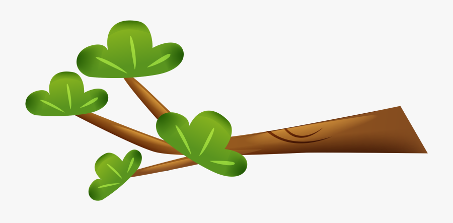 Clip Art Leaf Branch Animation Green - Tree Branch Cartoon Png, Transparent Clipart