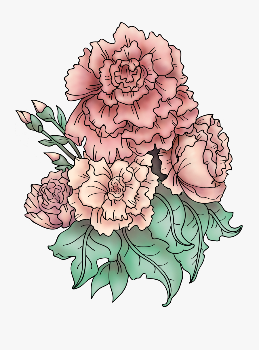 Clip Art Carnation Flower Tattoo - Carnation And Roses Tattoo, Transparent Clipart