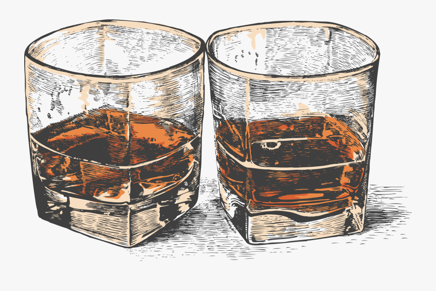 Vector Old Moonshine Whiskey Beverage Fashioned Distilled - Whisky Glass Drawing, Transparent Clipart