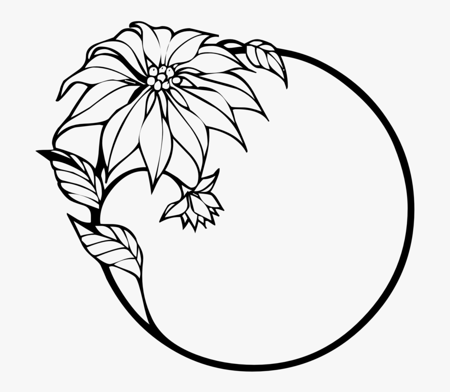 Line Art,leaf,black And White,coloring Stem,clip Art,herbaceous - Black And White Flower Border Clipart, Transparent Clipart