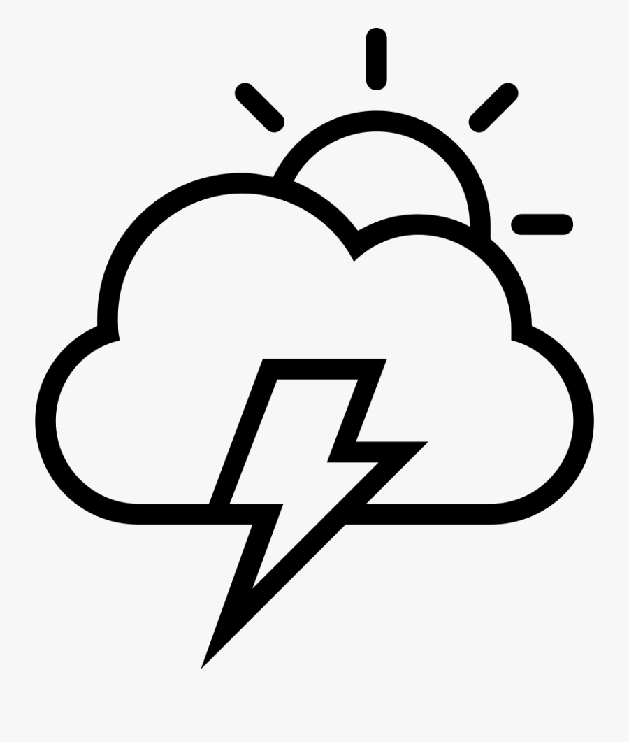 Black And White Clipart Sun And Clouds - Cloud With Lighting Bolt, Transparent Clipart