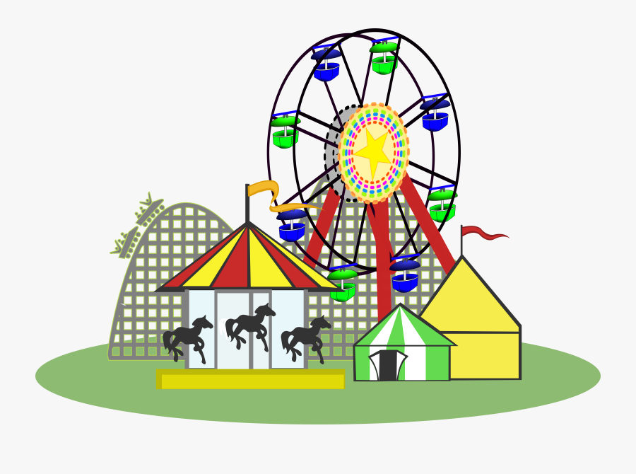 Amusement Park Clipart Carnival Pencil And In Color - Carnival Clipart Black And White, Transparent Clipart