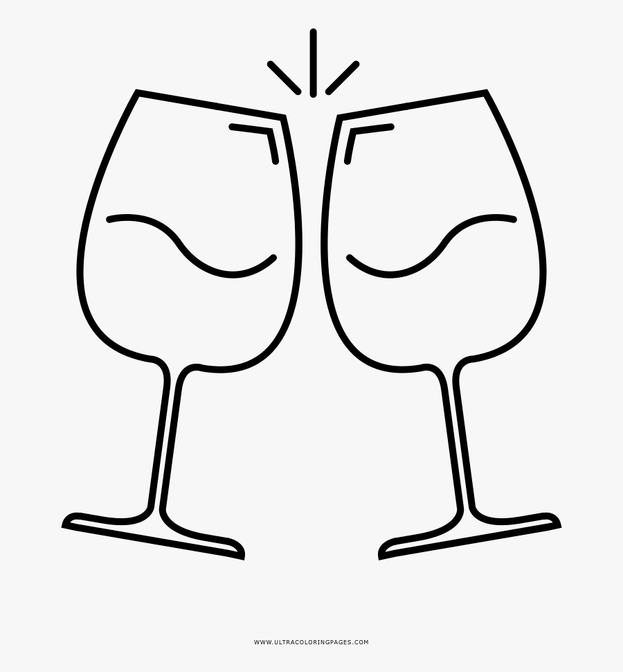 Wine Glasses Coloring Page Champagne Stemware-, Transparent Clipart
