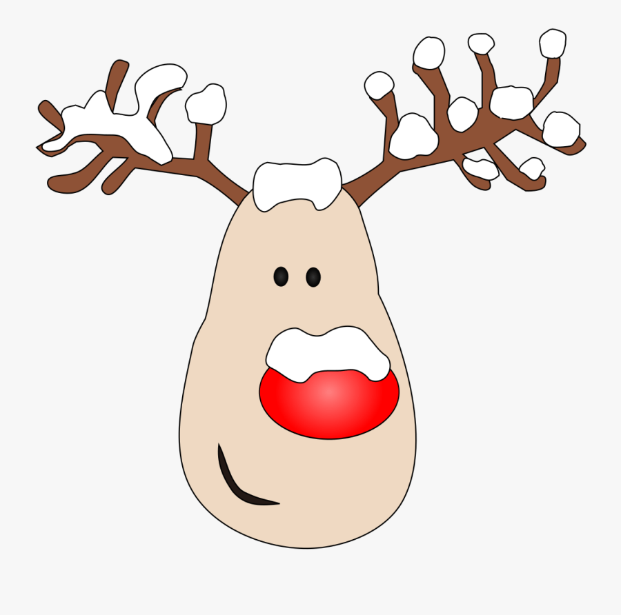 Reindeer With Red Nose And Antlers Vector Clipart - Reindeer, Transparent Clipart