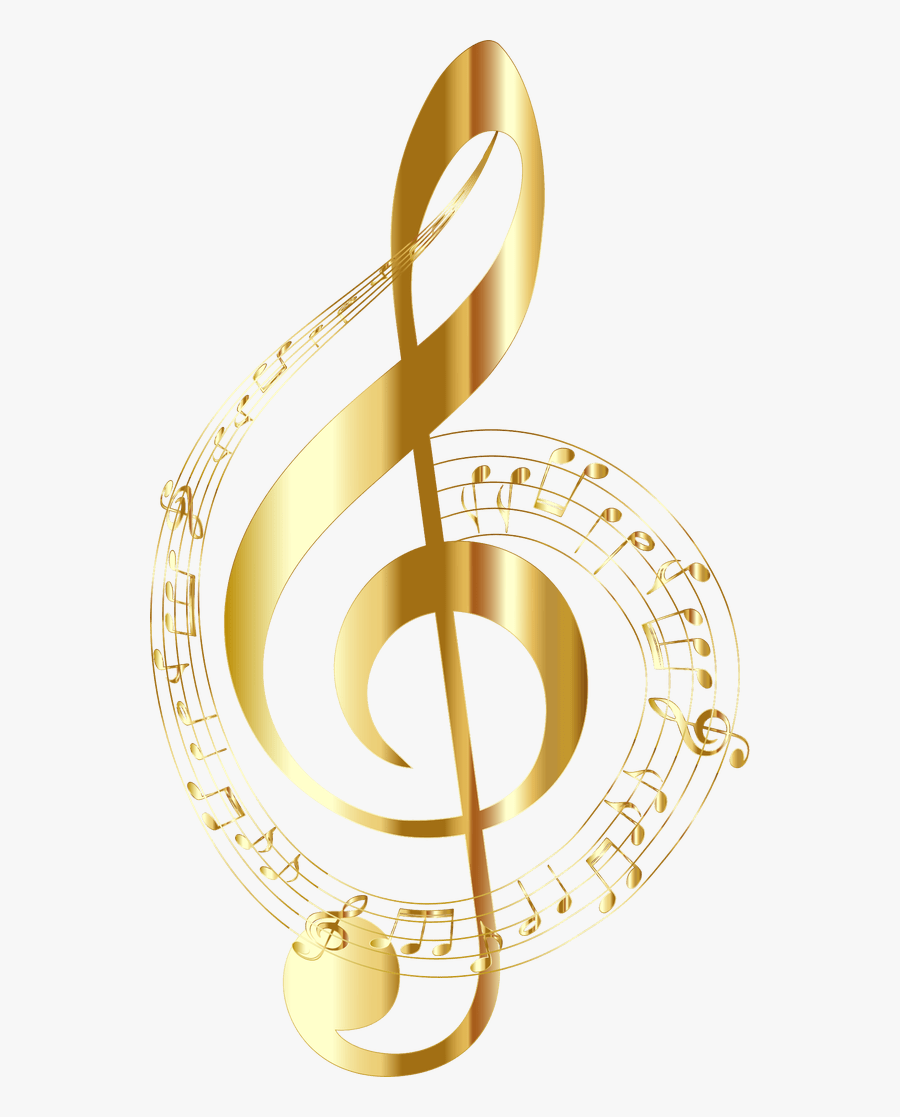 Music Notes Clipart Yellow - Gold Music Notes Transparent Background, Transparent Clipart