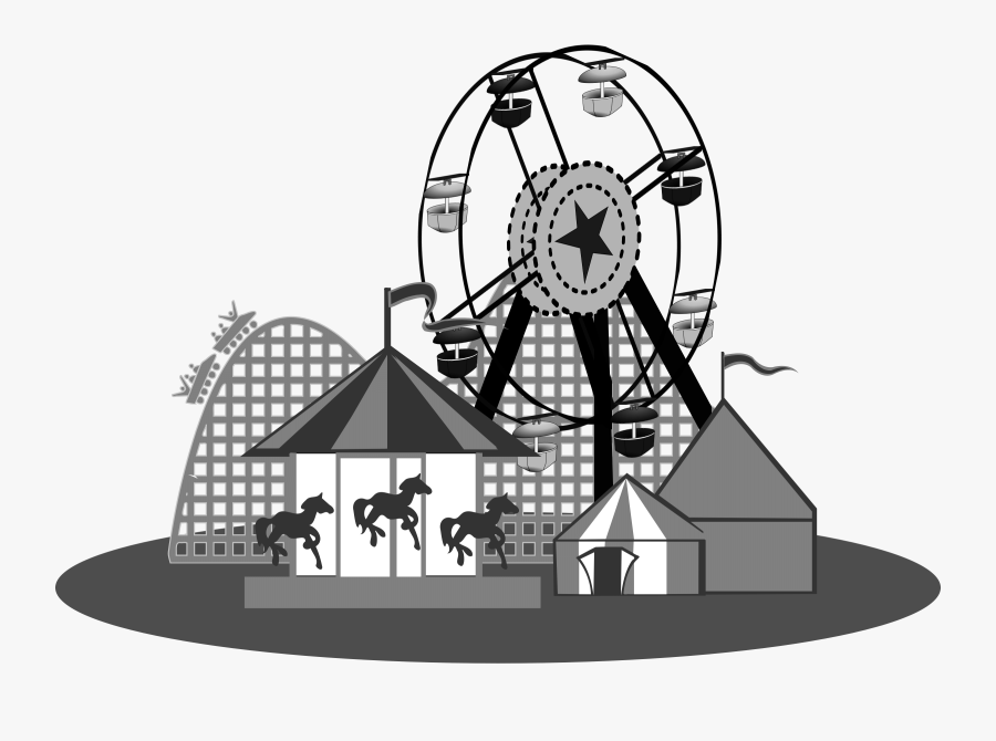 Amusement Park Clipart Black And White - Carnival Clipart Black And White, Transparent Clipart