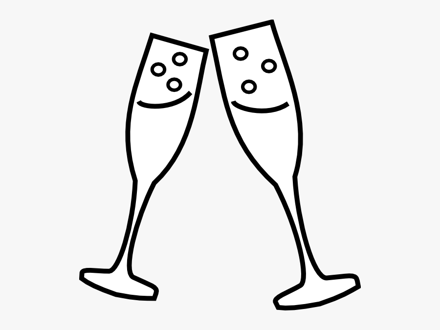 Transparent Wine Glass Png - Black And White Champagne Glasses Clipart, Transparent Clipart