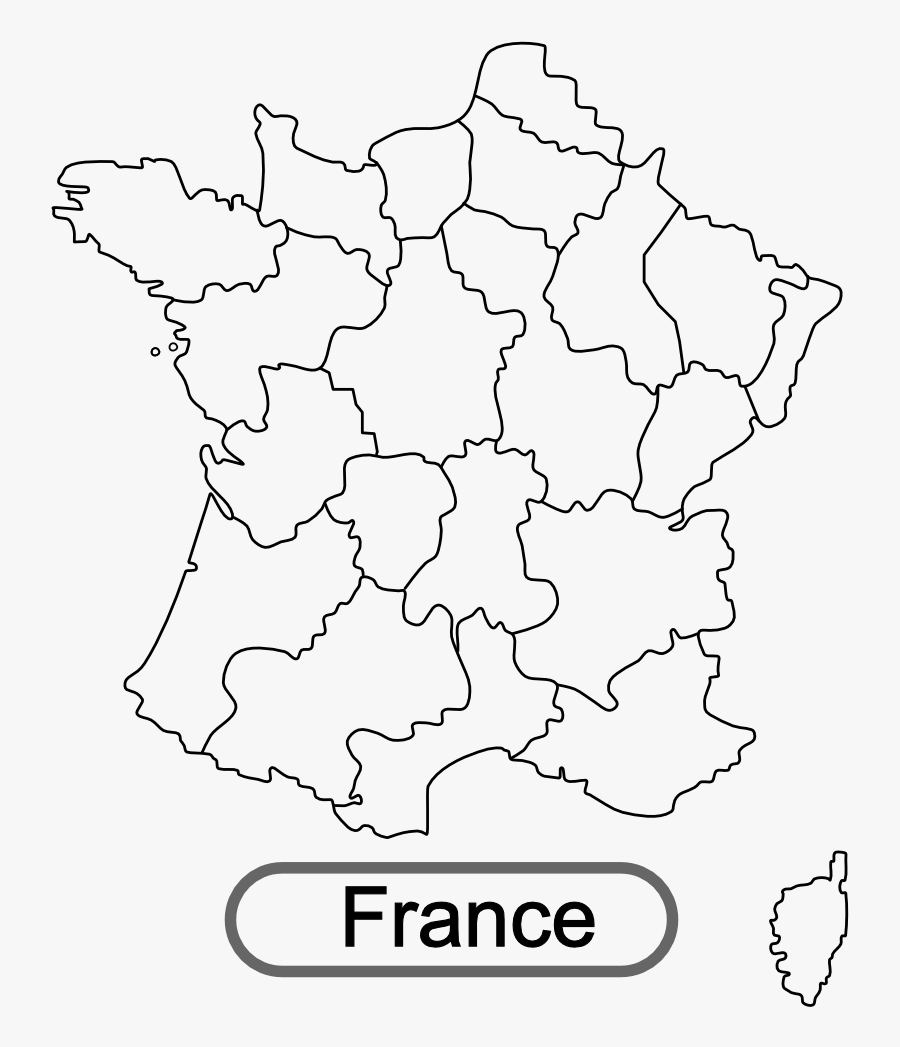 Map Of France 2 - French Map To Draw, Transparent Clipart