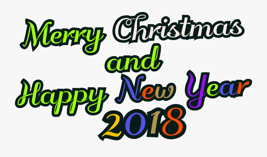 Clip Art Merry Christmas Happy New Year - Calligraphy, Transparent Clipart