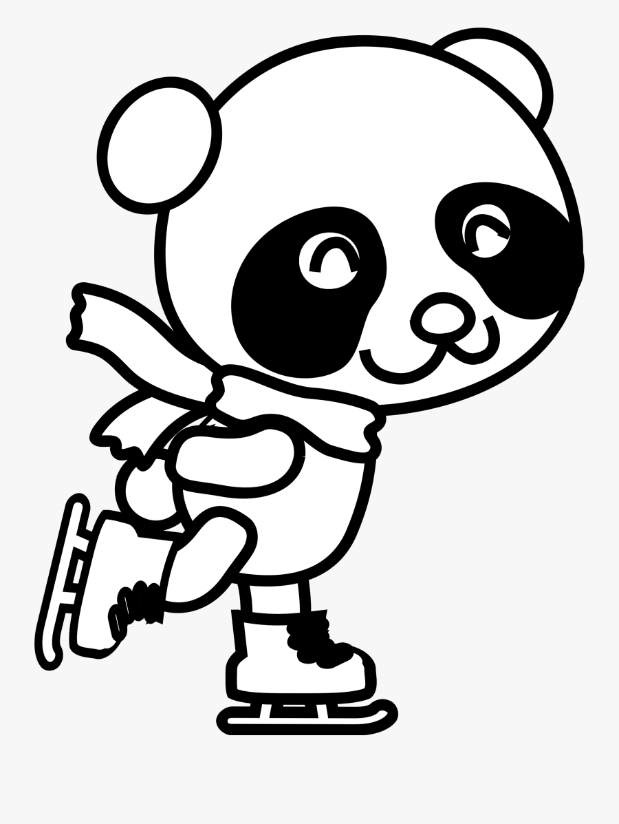 Skating Panda Coloring Page - Christmas Panda Coloring Pages, Transparent Clipart