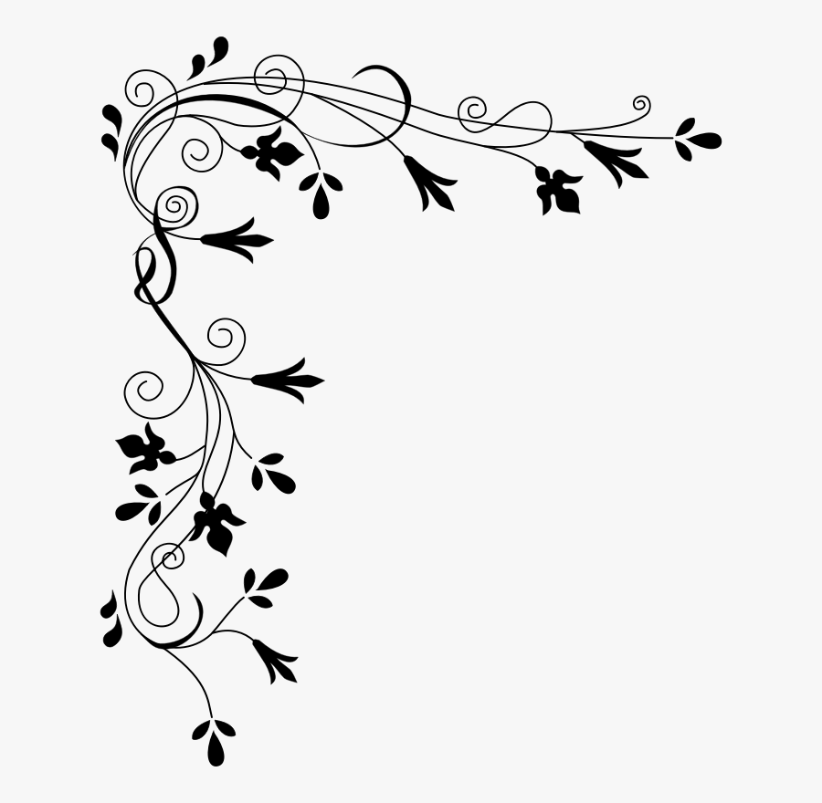 Wedding Clip Art Black And White Border Free - Page Corner Decoration Png, Transparent Clipart