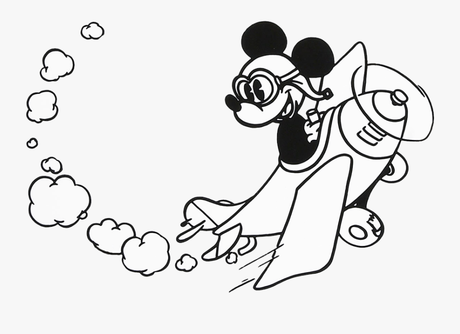 Thank You Clipart Black And White - Mickey Mouse On A Plane, Transparent Clipart