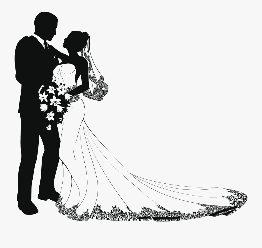 Wedding Clipart Bride Groom - Bride And Groom Silhouette, Transparent Clipart