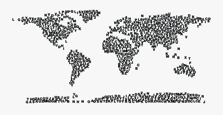 Free Clipart Of A World Map Made Of Abc Letters - Map Made Of Letters, Transparent Clipart