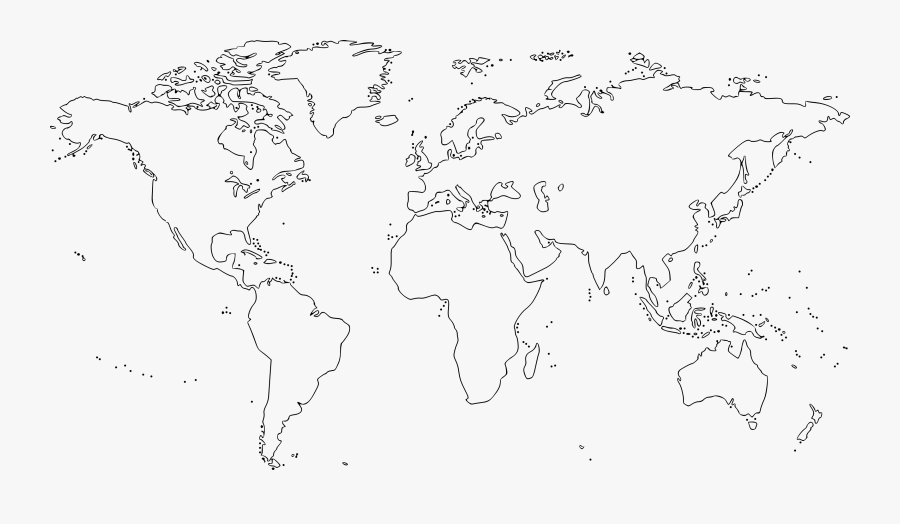 Black And White World - World Map Outline Png, Transparent Clipart