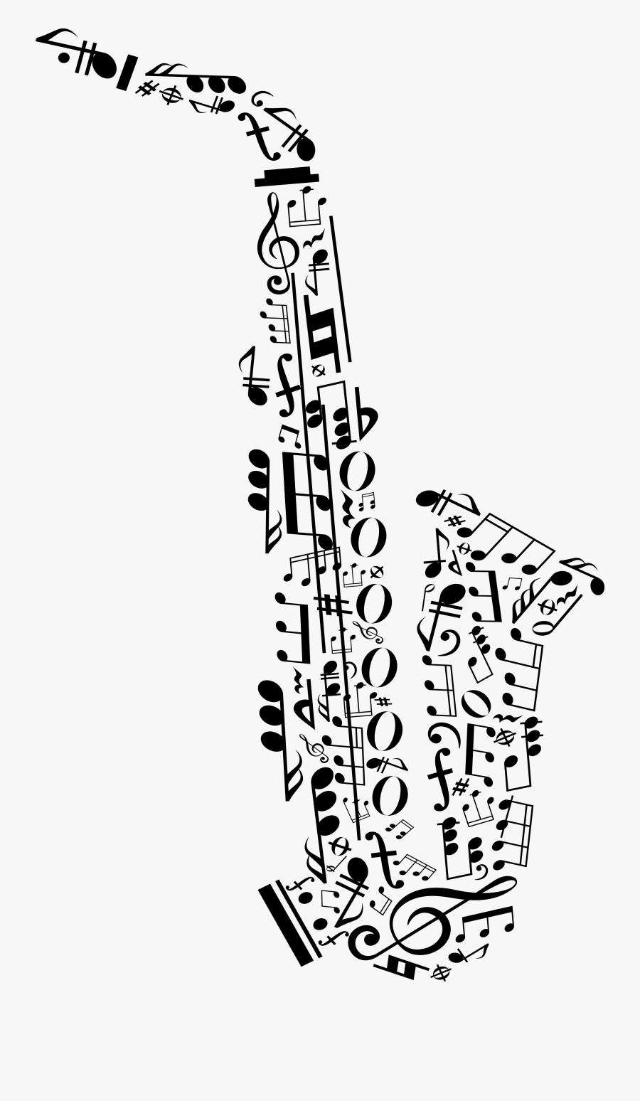 Transparent Music Notes Clip Art Png - Saxophone Made Of Music Notes, Transparent Clipart