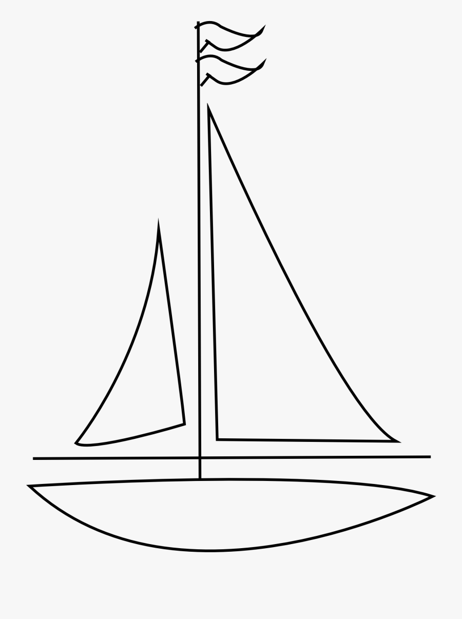 Sailboat Black And White Sailing Ship Clipart Bote - Easy To Draw Sail...